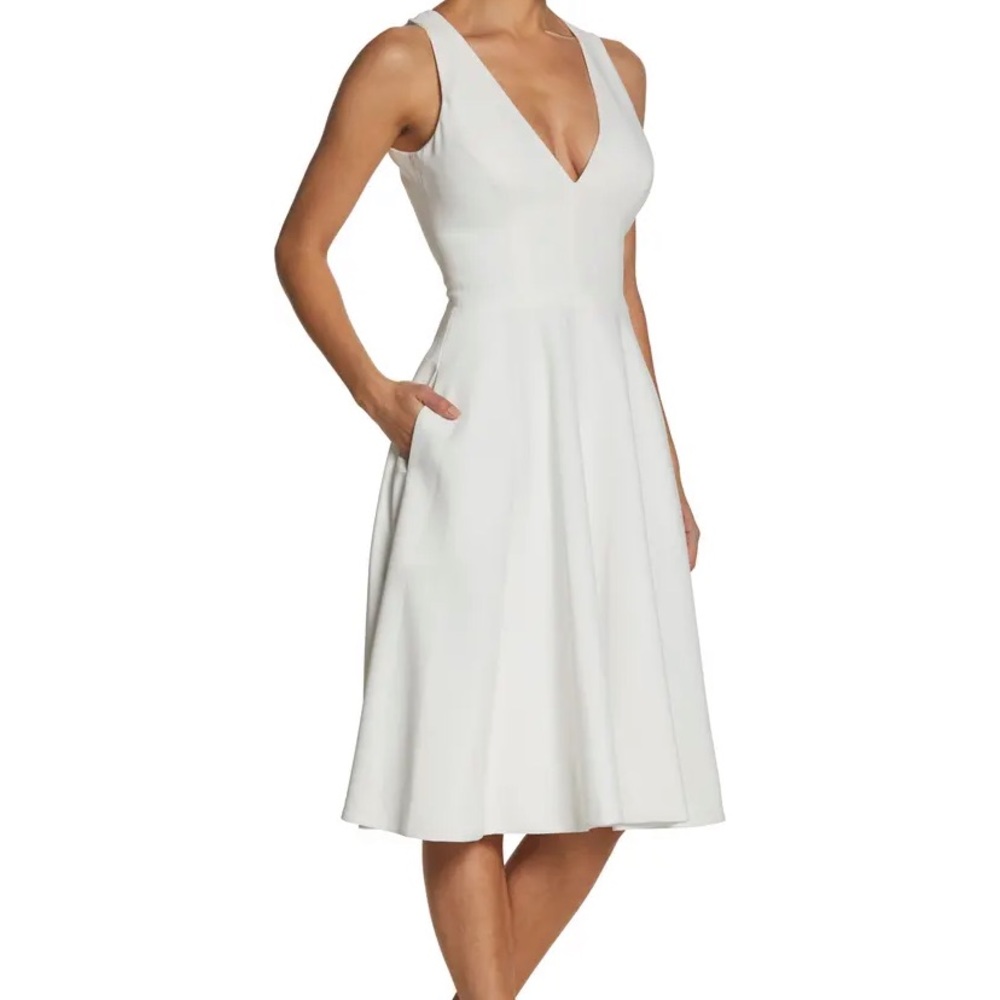NWT Dress the Population Catalina Fit & Flare Cocktail Dress Size M white